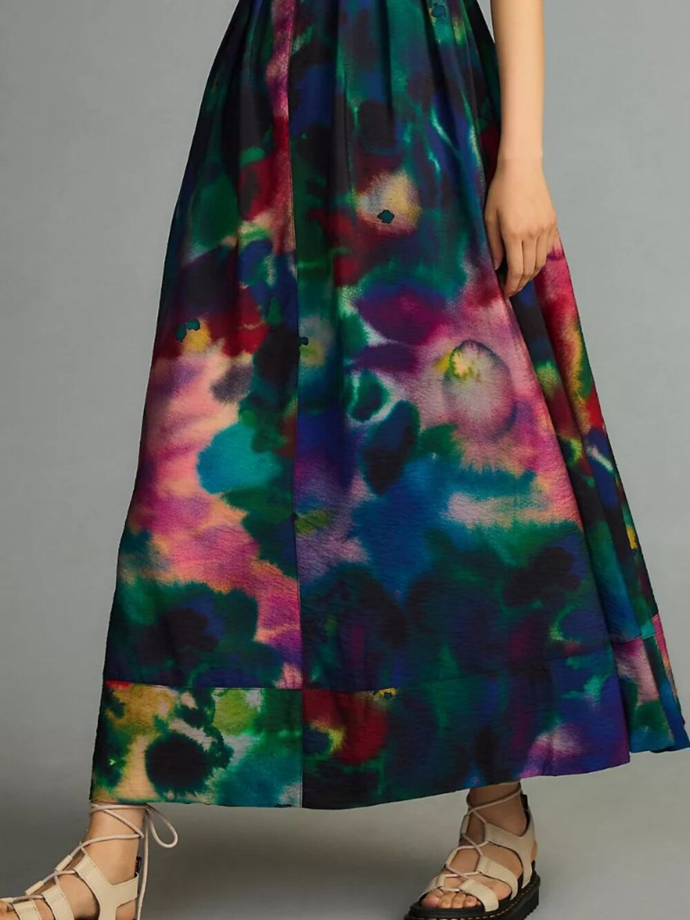 Anthropologie Printed V-Neck Pleated Maxi Dress - Picture 4 of 12